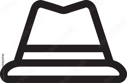 Fedora outline icon silhouette vector illustration for fashion, hat, accessory, style and wardrobe design.
