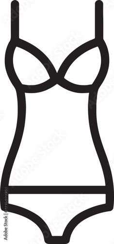 Lingerie line icon silhouette vector illustration for fashion, intimate apparel, clothing, boutique and design.