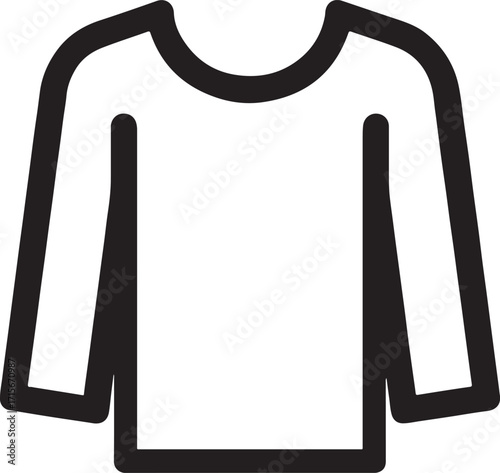 Long sleeve shirt icon silhouette vector design for clothing, fashion, casual wear, wardrobe and boutique style.