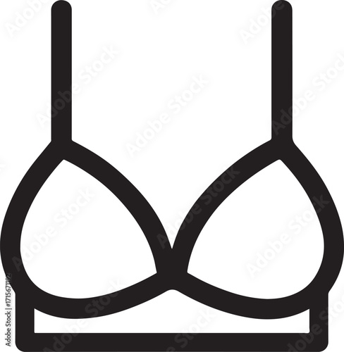 Bra outline icon silhouette vector illustration for fashion, lingerie, clothing, intimate wear, and style.