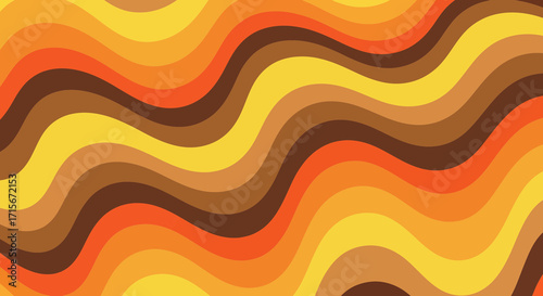 Retro wavy pattern with warm orange yellow and brown colors