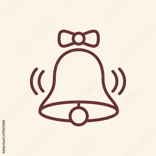 Charming ringing bell icon with festive bow, signaling celebration, announcement, or special occasion with a warm, inviting tone