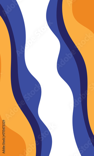Blue and orange geometric business banner design. Creative banner design with wave shapes and lines for template. Simple design on white horizontal banner. Eps10 vector