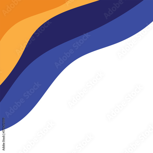 Blue and orange geometric business banner design. Creative banner design with wave shapes and lines for template. Simple design on white horizontal banner. Eps10 vector