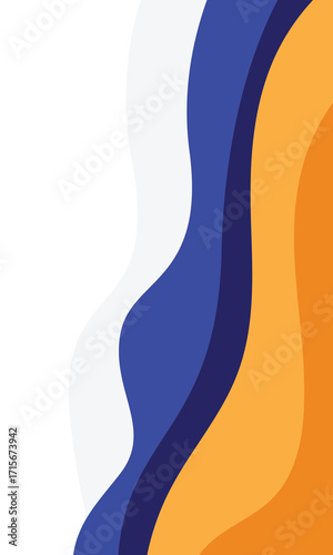 Blue and orange geometric business banner design. Creative banner design with wave shapes and lines for template. Simple design on white horizontal banner. Eps10 vector