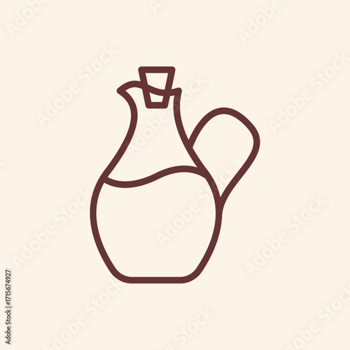 Elegant minimalist pitcher with cork stopper elegantly pouring liquid, perfect for culinary or beverage branding