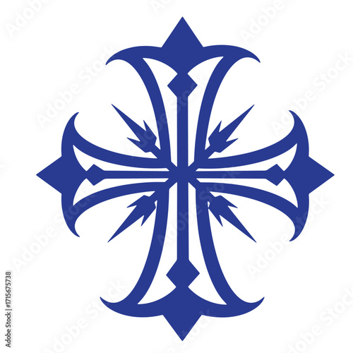Elegant decorative blue cross design suitable for religious or spiritual symbolism