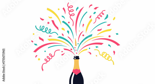 Vibrant Celebration of Success and Festivity with Explosive Fireworks and Streamers in a Joyous Festive Atmosphere for Events Party Decorations and Celebrations