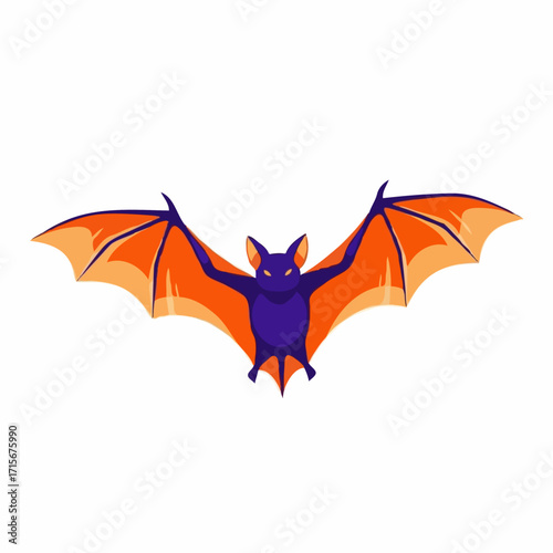 Spooky bat illustration with vibrant orange wings for Halloween decorations and party invitations