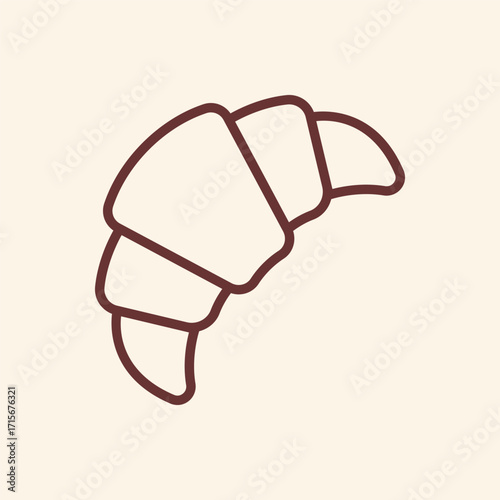 Simple elegant croissant line art icon perfect for breakfast menus cafe branding and bakery promotions