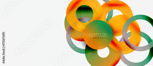 Abstract colorful overlapping circles. Modern design elements create dynamic visual impact. Gradient shades enhance composition.