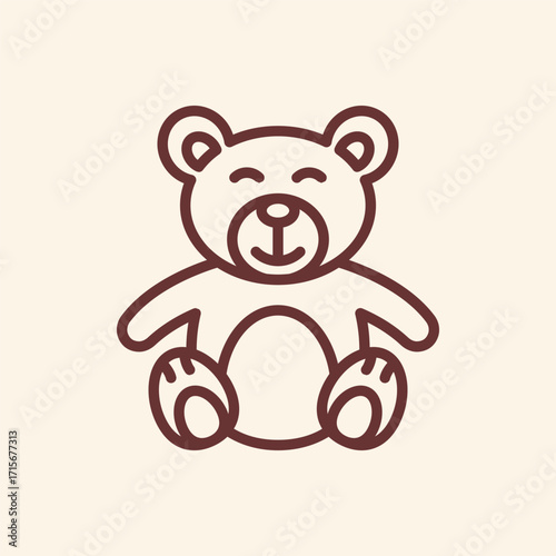Charming teddy bear icon conveying childhood joy and playful comfort, perfect for children's brands and heartwarming designs.