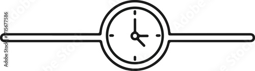 Simple Black and White Timeline Icon with Clock.