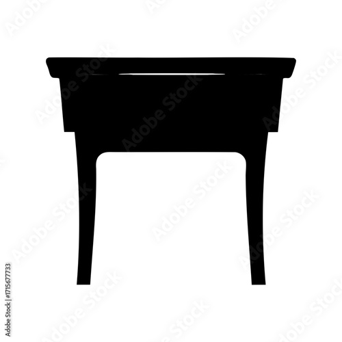Black silhouette of a washbasin table, vintage furniture design illustration