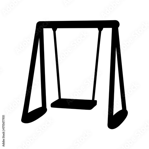 Silhouette illustration of a playground swing isolated on a white background