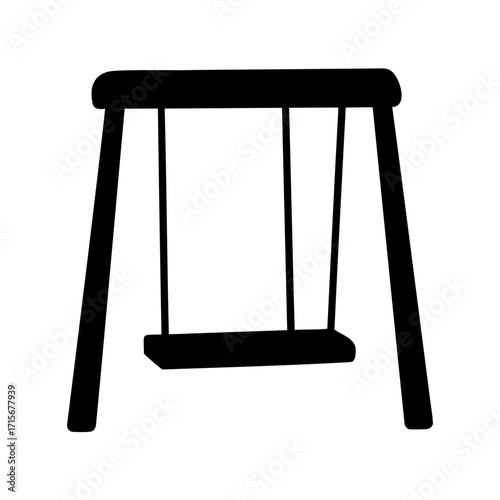 Silhouette of a swing set on a white background, children's playground