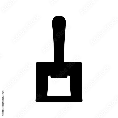 Stylized solid black silhouette of a bottle opener against a white background