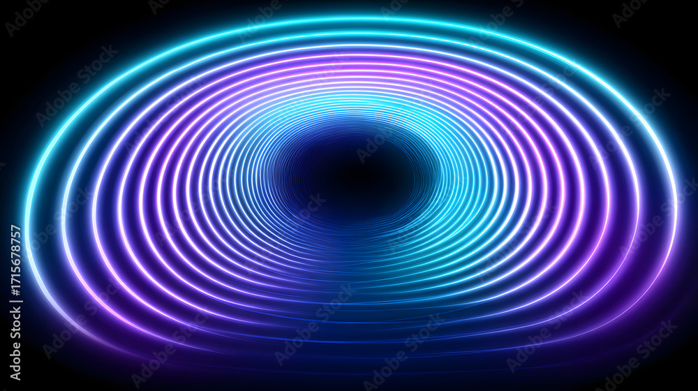 Naklejka premium Abstract glowing tunnel made of neon data streams