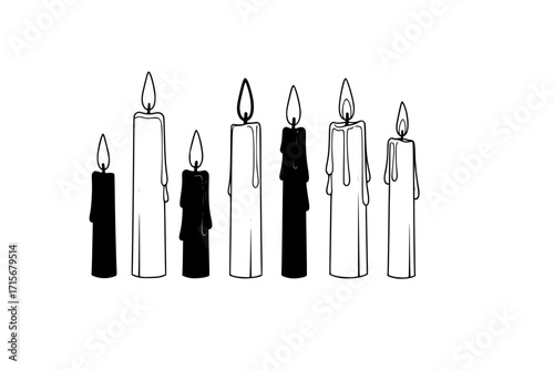Set of Memorial Funeral Candles – Remembrance, Mourning, Tribute, Candlelight Vigil, Grief, Spiritual Light, Death Ceremony, Religious Memorial Decor