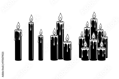 Set of Memorial Funeral Candles – Remembrance, Mourning, Tribute, Candlelight Vigil, Grief, Spiritual Light, Death Ceremony, Religious Memorial Decor