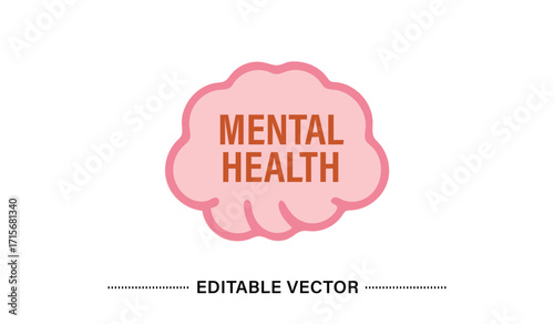 Vector Brain Mental Health, Human Mind Icon, Creative Knowledge Design, Smart Thinking Symbol, Wellness Illustration Element
