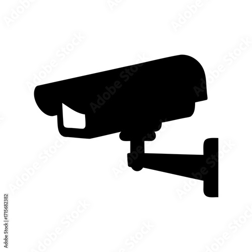 Black security camera on a white background providing video surveillance recording