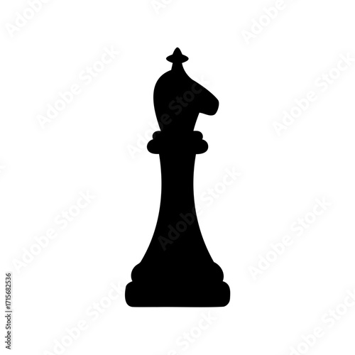 Isolated black chess bishop piece on a white background for boardgames