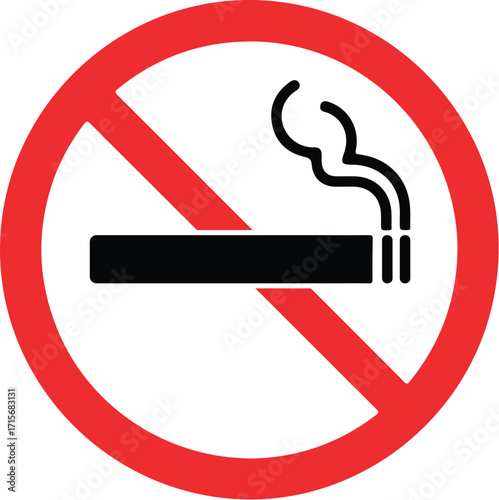 Vector Graphic Illustrating a Clear No Smoking Sign, Symbolizing Smoke-Free Environments and the Universal Ban on Cigarettes