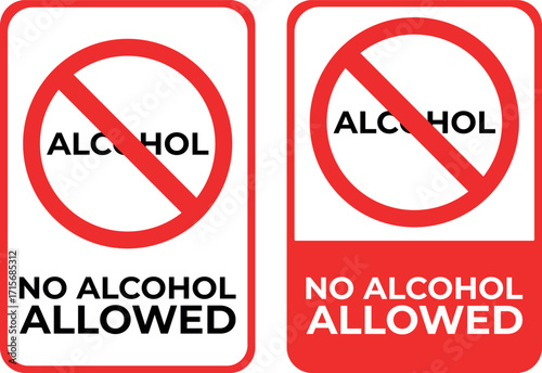 No alcohol allowed icon set