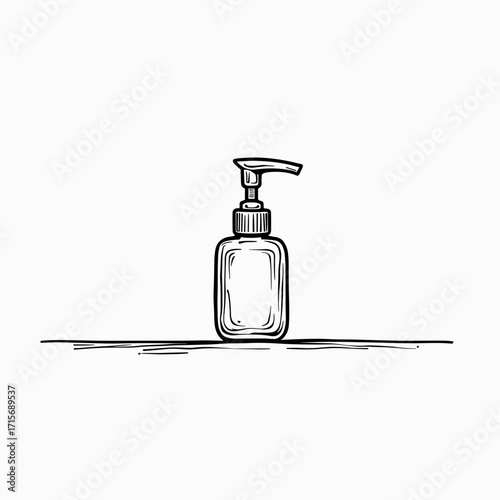 Clear pump bottle for liquid soap on a simple countertop  