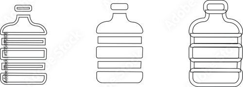 Gallon bottle icon,Water bottle gallon clear plastic blue cap hydration drinking liquid container refreshment thirst 100 on transparent background,Empty bottle of water pixel style
