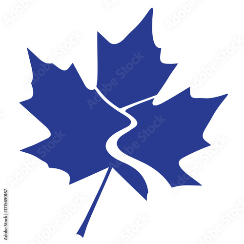 Blue canadian maple leaf isolated on white background simple vector illustration