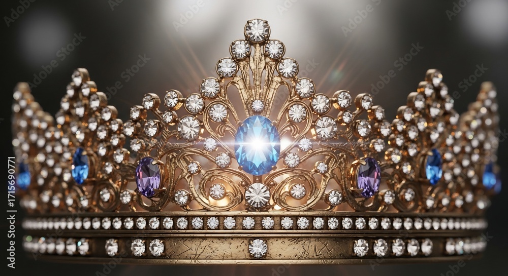 Obraz premium Ornate Golden Crown with Sparkling Gems.