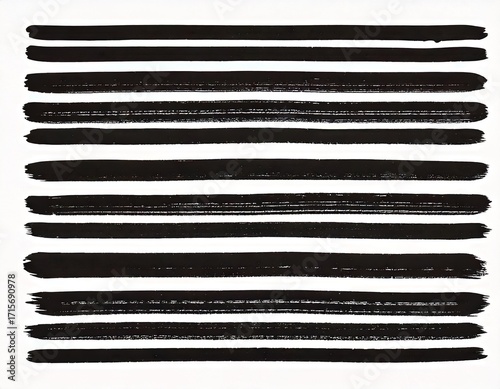 
Black highlighter bold horizontal lines set. Brush drawn vector stripes with dry brus 