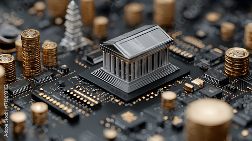 Digital rendering of CBDC integration with traditional financial systems, central bank digital currency in modern finance