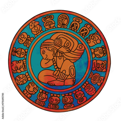Hand drawn Illustration of maya calendar.