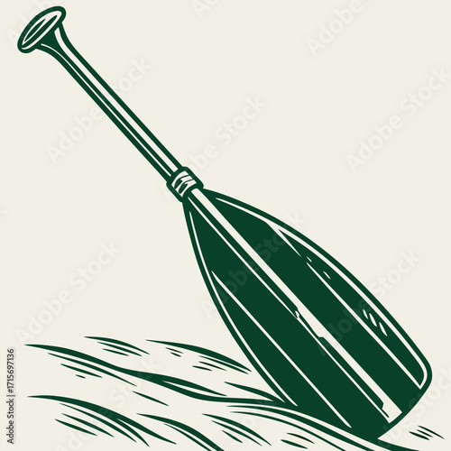 Illustration of a green paddle on the water
