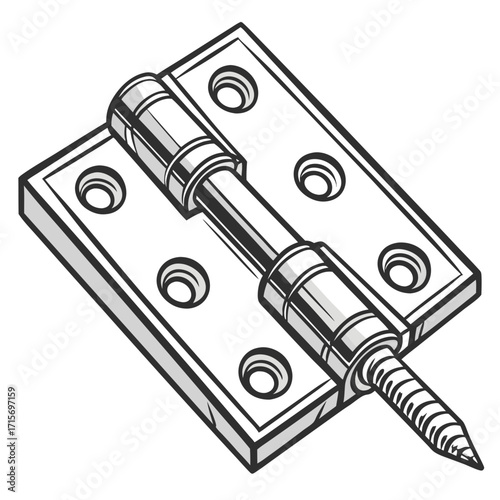 Illustration of a hinge with a screw