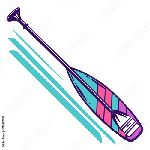 Vector art of paddle with pink and blue stripes illustration