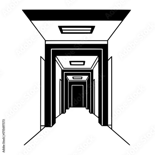 Corridor hallway interior design icon