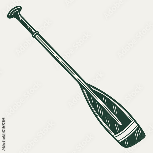 Vector art of vintage paddle illustration, a classic boating equipment on