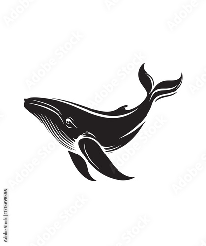 whale logo, whale vector, black and white whale