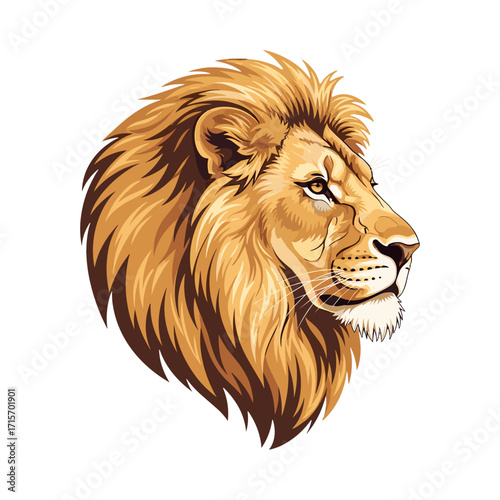 lion head, lion profile, majestic lion, golden mane lion, cartoon lion, vector lion, wild lion, jungle king, safari animal, big cat, powerful lion, lion illustration, african lion, exotic animal, pred
