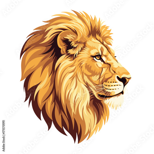 lion head, lion profile, majestic lion, golden mane lion, cartoon lion, vector lion, wild lion, jungle king, safari animal, big cat, powerful lion, lion illustration, african lion, exotic animal, pred