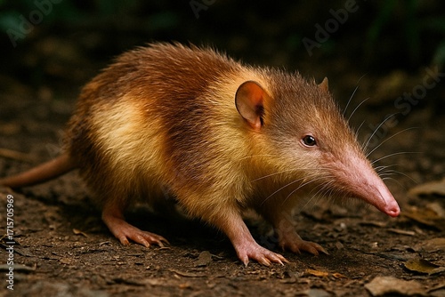 A rare Hispaniolan solenodon (Solenodon paradoxus), a venomous 