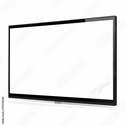 Smart television mockup blank white screen display led lcd hd tv black