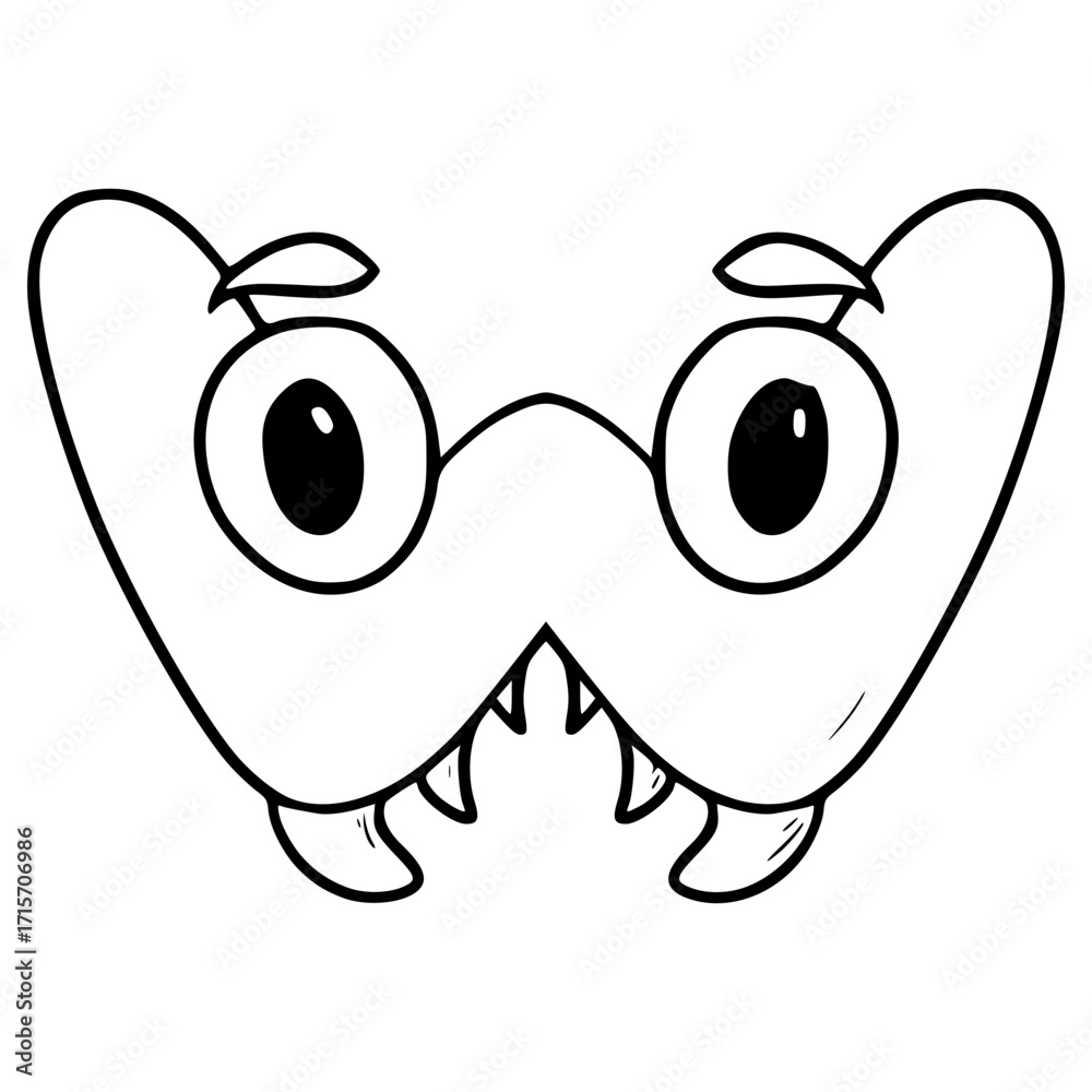 Fototapeta premium w lowercase Alphabet character illustration hand drawn outline vector