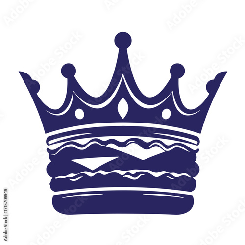A modern and royal blue crown design representing royalty and prestige on white background