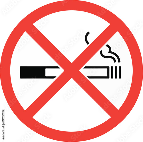 No smoking sign with a red circle and a cigarette.