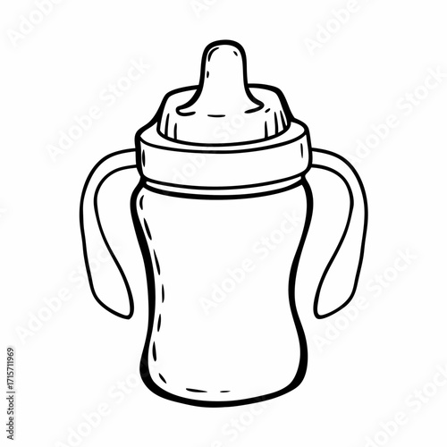 Sippy cup with handles in simple line art design  